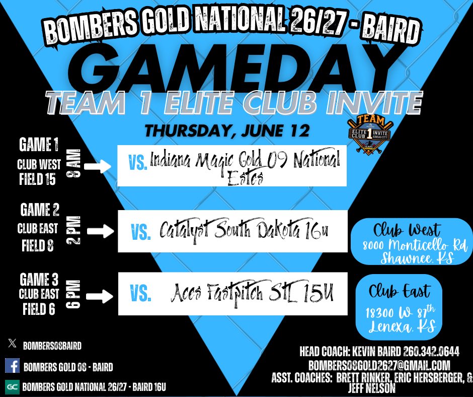 Bombers Gold National 26/27 Baird (@bombers08baird) on Twitter photo Bombers Gold National is back on the field this morning with 3 games in the heat ☀️ tune in via GameChanger and support the girls!
<a href="/TDanley2026/">Taylor Danley</a>
<a href="/lilycash2026/">Lily Cash</a>
<a href="/DalynneB_2026/">Dalynne Bussard</a>
<a href="/reese_knox_11/">Reese Knox 2026</a>
@averynelson2028
@aliyaedson05
<a href="/annarinker2026/">Anna Rinker</a>
<a href="/CarsonPetty2027/">Carson Petty</a>
@brooklynnNash16
@Amiyaa_17 Bombers Gold National is back on the field this morning with 3 games in the heat ☀️ tune in via GameChanger and support the girls!
<a href="/TDanley2026/">Taylor Danley</a>
<a href="/lilycash2026/">Lily Cash</a>
<a href="/DalynneB_2026/">Dalynne Bussard</a>
<a href="/reese_knox_11/">Reese Knox 2026</a>
@averynelson2028
@aliyaedson05
<a href="/annarinker2026/">Anna Rinker</a>
<a href="/CarsonPetty2027/">Carson Petty</a>
@brooklynnNash16
@Amiyaa_17