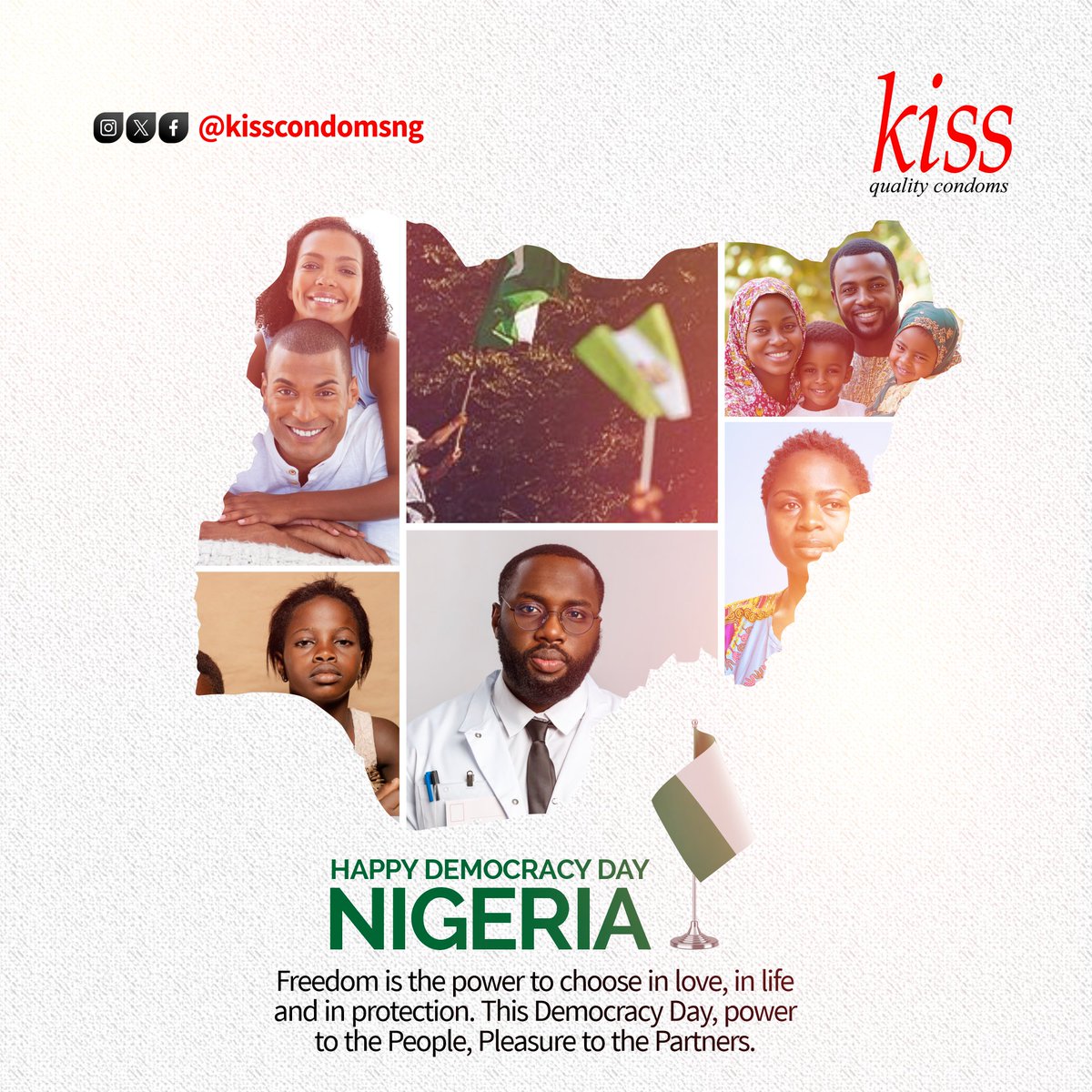 🇳🇬 This Democracy Day, we celebrate our strength, our unity, and the freedom to love safely — anytime, anywhere.
Stand tall. Stay protected. Stay proud. ✊🏾
#KissAndProtect the Naija way! 💚🤍💚
.
Call:7790
Visit: honeyandbanana.com/honey-basket
.
#dkt #KissCondoms #KissLube #DemocracyDay