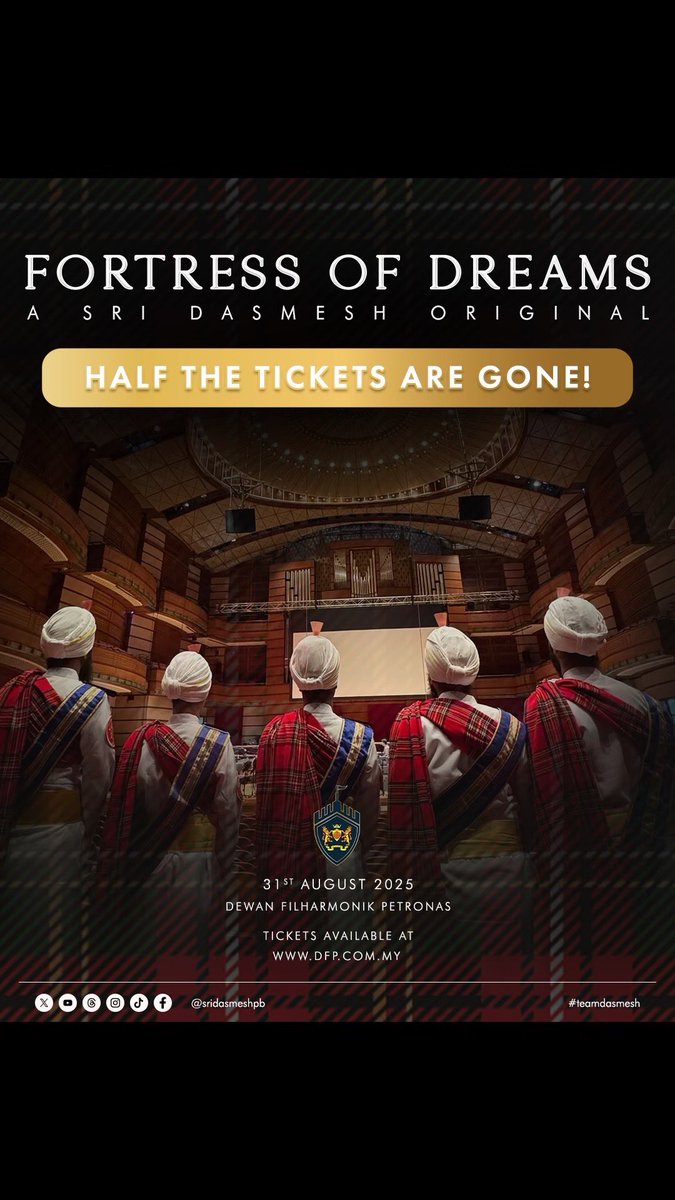 sridasmeshpb's tweet photo. 🚨ALERT🚨 

Half the tickets are SOLD!!
Seats are filling up quickly and this is your sign to act now
Don’t wait till the last minute. This concert is heading for a full house 💫 

The Fortress of Dreams
31 August 2025, 8pm to 10pm
Dewan Filharmonik Petronas https://t.co/RTykXjSvuT