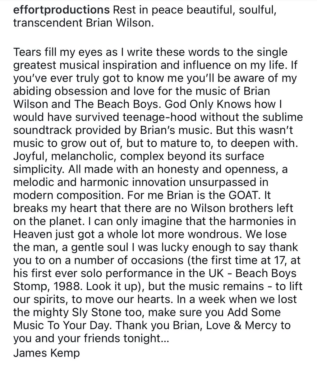 effortproduct's tweet photo. Rest in peace beautiful, soulful, transcendent Brian Wilson. https://t.co/mkSsaGZHQU