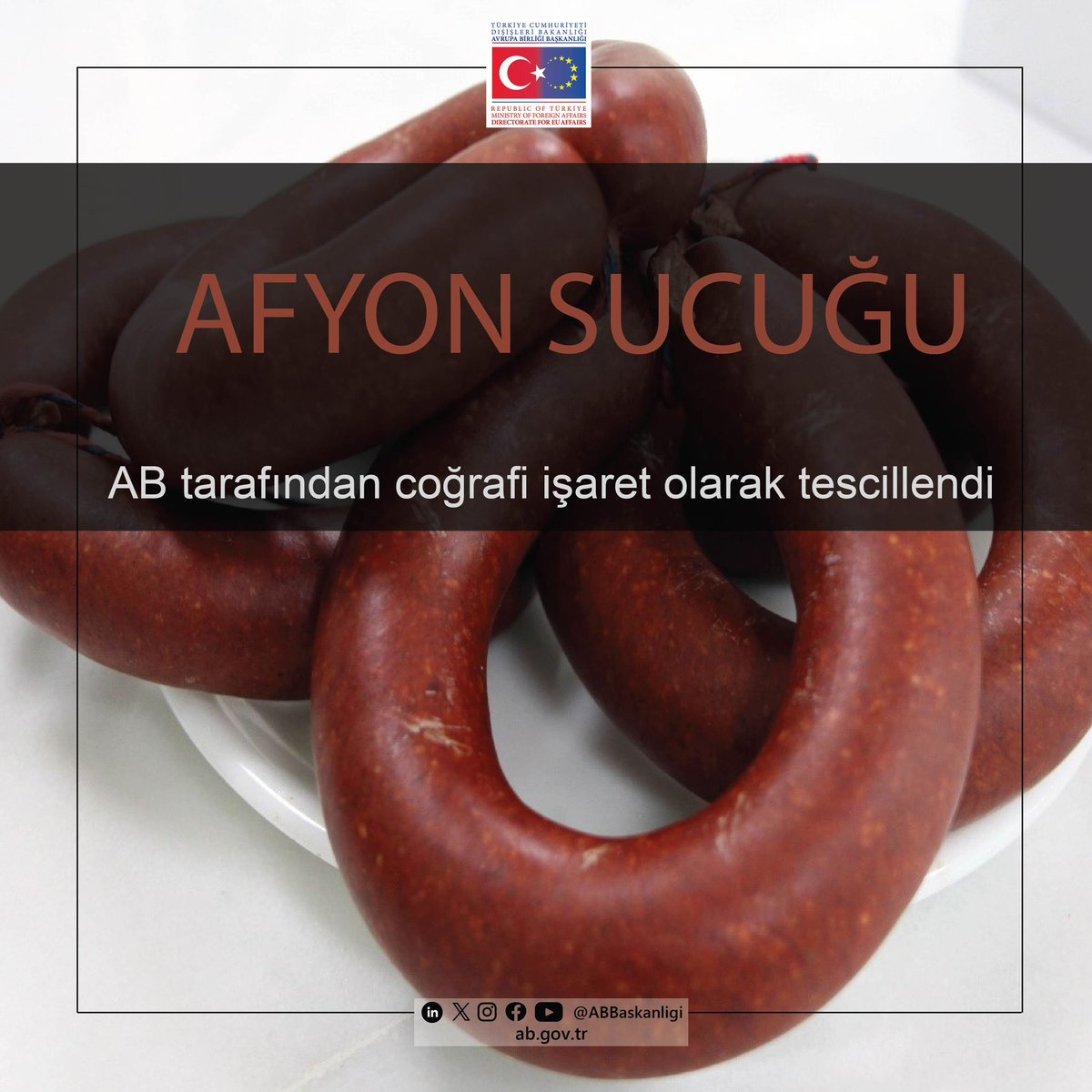 ABBaskanligi's tweet image. “Afyon Sucuğu” (#PGI) has been registered in the EU. The number of registered GIs in the EU has reached 35. @TURKPATENT @TCTarim @TOBBiletisim @TCSanayi @EUDelegationTur #EUQuality
