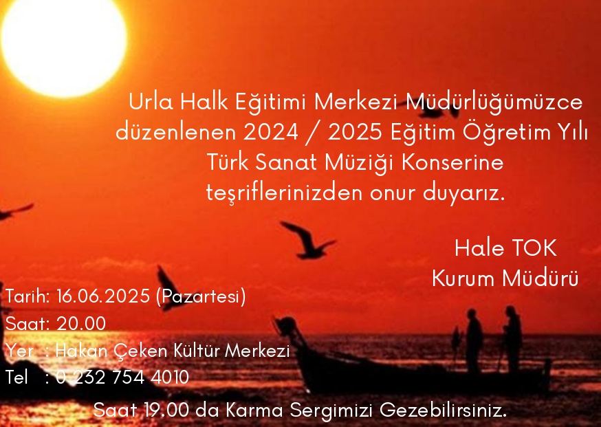 Hayat Boyu Öğrenme Haftası Etkinlikleri kapsamında düzenlediğimiz Türk Sanat Müziği Konserimize ve Karma Sergimize tüm halkımız davetlidir.