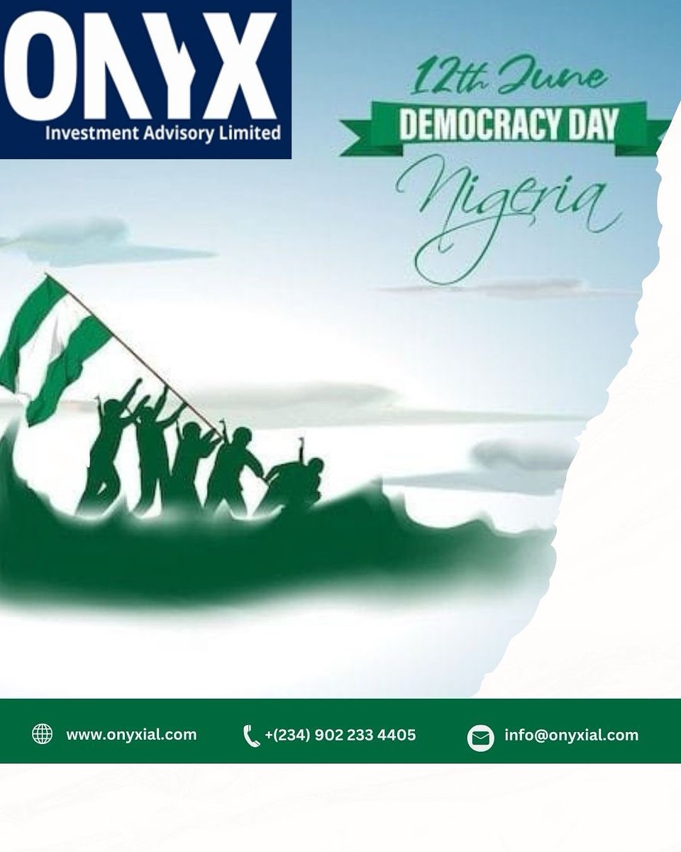 Happy Democracy Day, Nigeria🇳🇬!

Today we celebrate the power of our unity, and the journey towards a great and inclusive nation.

#happydemocracyday#nigeriademocracyday#onenigeria#june12#onyxial#onyxinvestmentadvisorylimited#nigeria