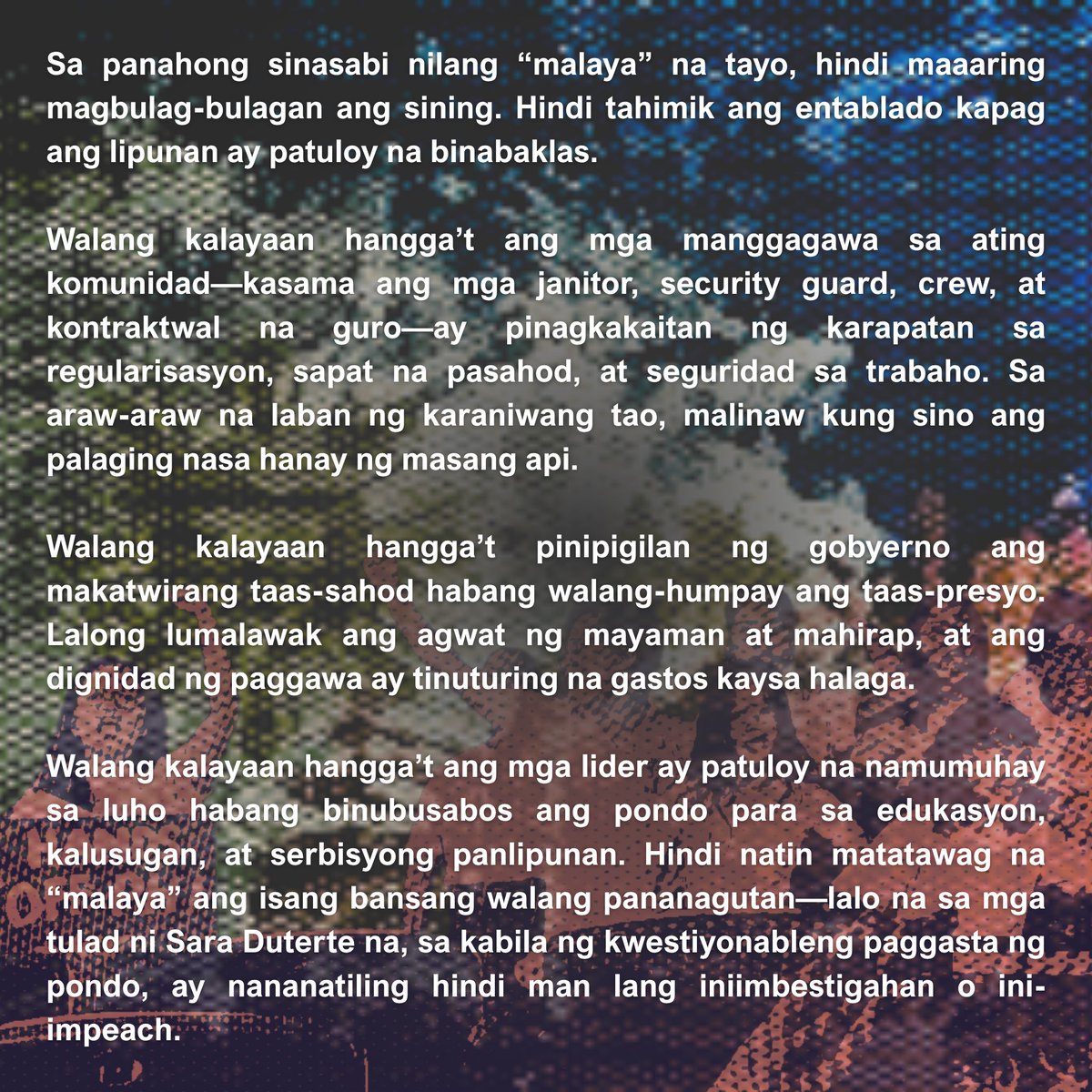 uprepertory's tweet image. Pahayag ng The UP Repertory Company sa Araw ng Kalayaan. 

#IndependenceDay
#RPN
#UPRep