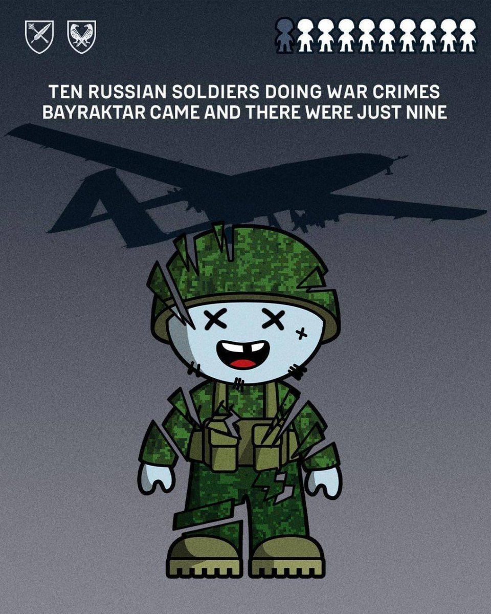 prestonstew_'s tweet image. "Ten Russian soldiers doing war crimes
Bayraktar came and there were just nine" 
1/10