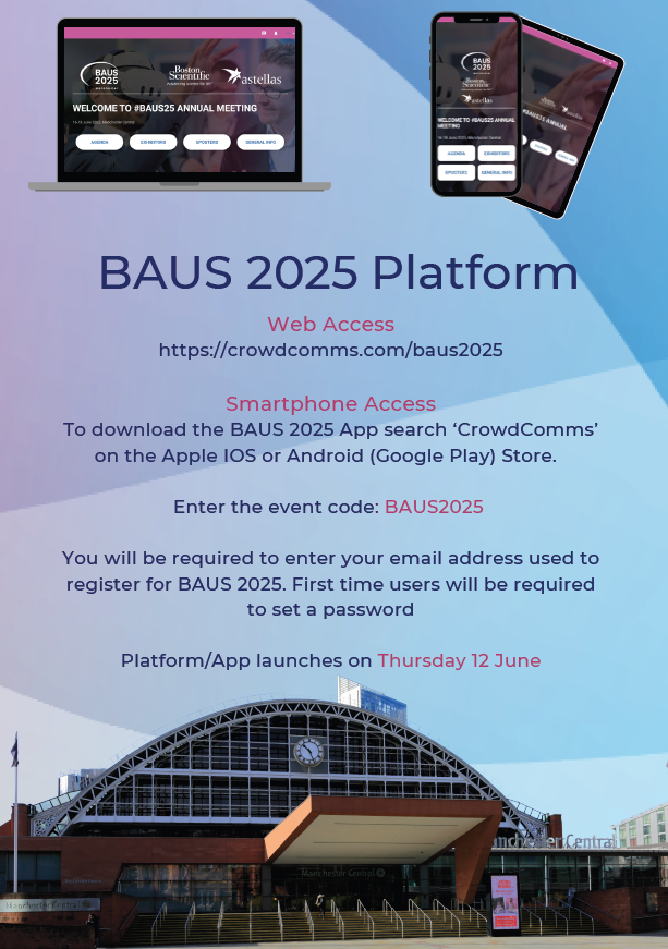 Looking forward to seeing everyone in Manchester for #BAUS25 next week!

#BAUS25 Platform/App is live; please check your inbox (including junk and spam folders) 🚀

👉Programme: ow.ly/etKr50W67OK

🌍Web Access: ow.ly/bUYY50W67OL

📱Smartphone Access - Instructions 👇