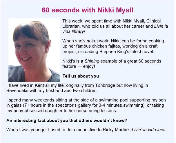 🌟 Meet the amazing Nikki Myall - our brilliant Clinical Librarian, recently featured in the <a href="/MTWnhs/">Maidstone and Tunbridge Wells NHS Trust</a> News! 📰
Curious how Nikki can support your clinical work or research? She's here to help! 📚💡
📩Get in touch: mtw-tr.library@nhs.net 
🔗Read more: tinyurl.com/43cucke9