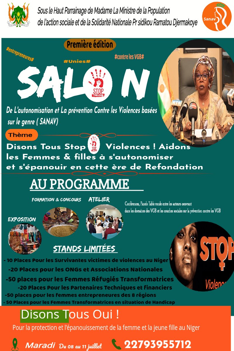 En prélude des activités rentrant dans le cadre du SALON NATIONAL DE L'AUTONOMISATION ET LA PRÉVENTION CONTRE LES VIOLENCES BASÉES SUR LE GENRE, prévu de se tenir à Maradi ( le SANAV - Niger ) chat.whatsapp.com/BHztiom6lsQ6mj…