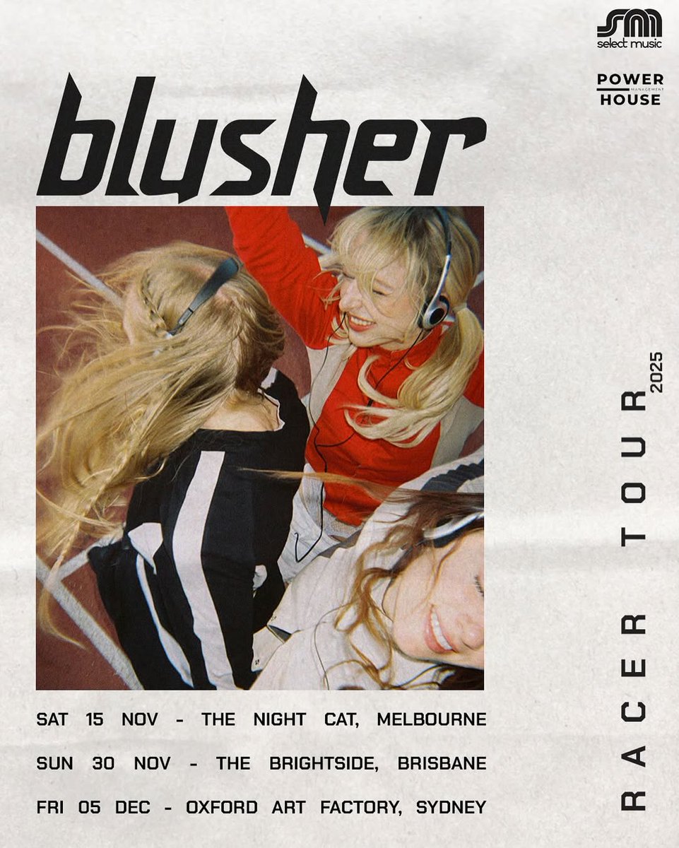 AUSTRALIA! we’re racing across the east coast to bring our EP to your ears and eyes and bodies.
pre-sale tickets on sale tomorrow at 10am AEST 🪽 blusher.lnk.to/bio