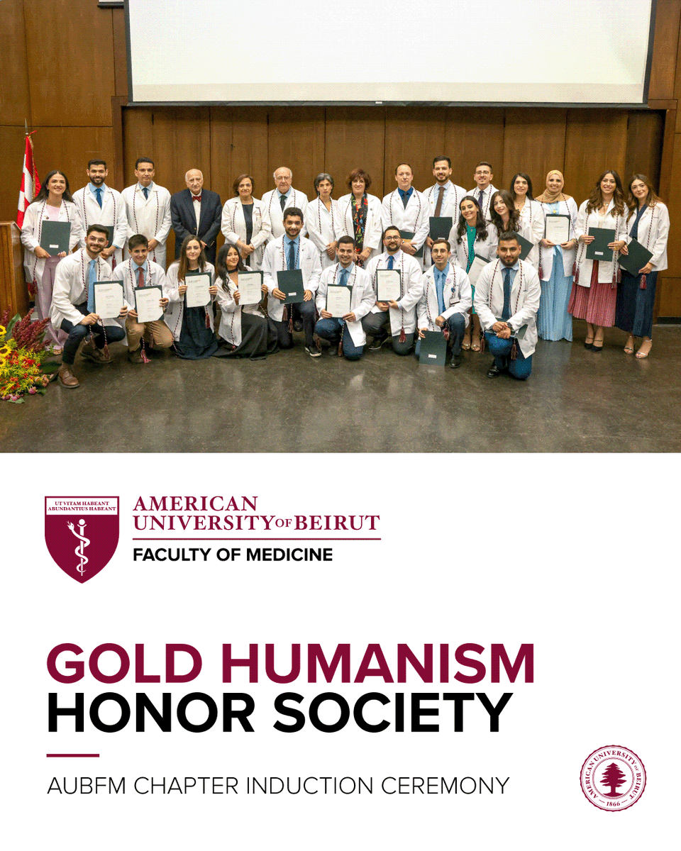 Faculty of Medicine (@aub_fm) on Twitter photo Recognizing excellence in humanistic care, we proudly welcome the 2025 Gold Humanism Honor Society inductees. Your empathy and integrity inspire us all. 💛
#AUBFM #AUBMedicine #GHHS Recognizing excellence in humanistic care, we proudly welcome the 2025 Gold Humanism Honor Society inductees. Your empathy and integrity inspire us all. 💛
#AUBFM #AUBMedicine #GHHS