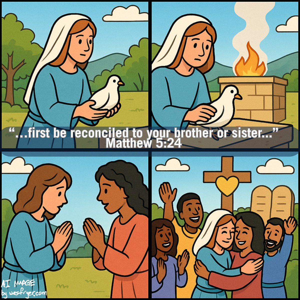 “…leave your gift there before the altar and go; first be reconciled to your brother or sister, and then come and offer your gift.”
Matthew 5:24 NRSV
bible.com/bible/2016/mat…

prayasyougo.org/prayer/first-b…

#PrayAsYouGo #YouVersion #Jesus #JesusFollower #dw4jc #Bible #BibleVerse