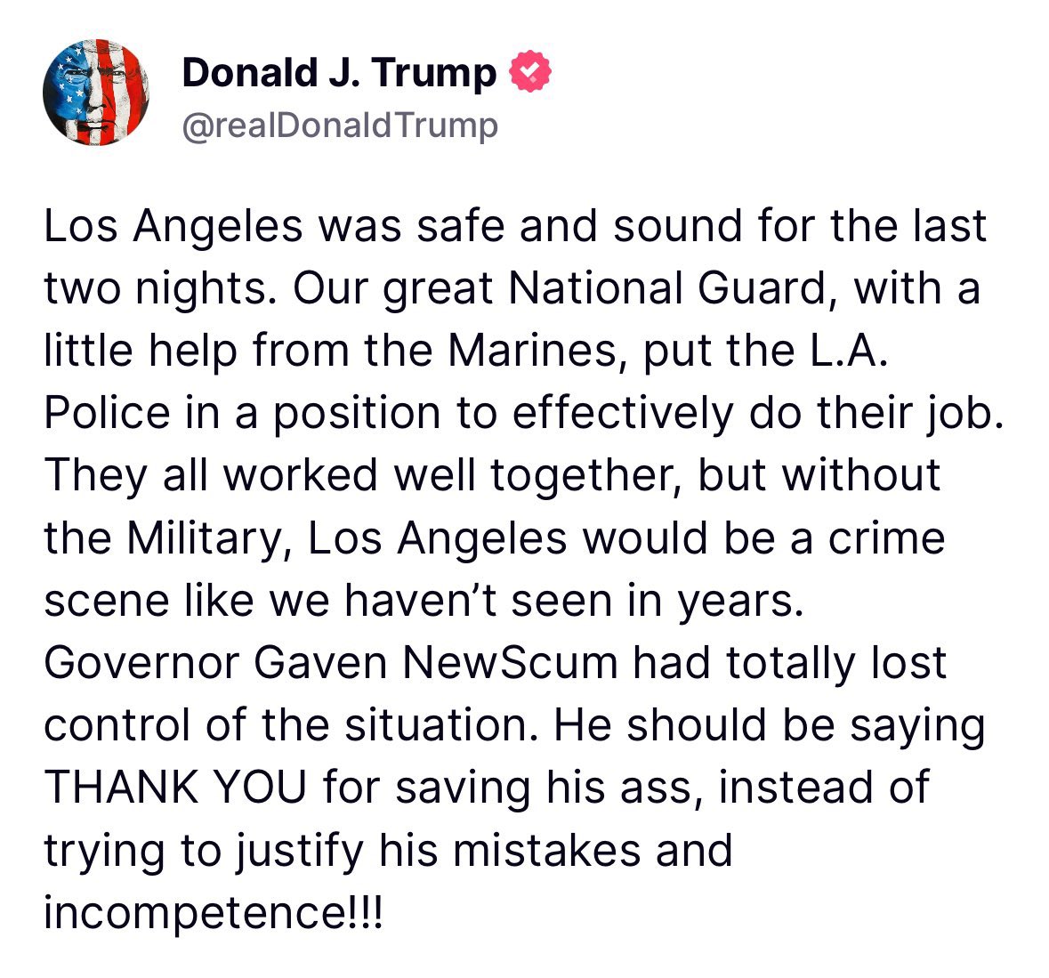 President Trump says Gavin Newsom should thank him for “saving his ass.”