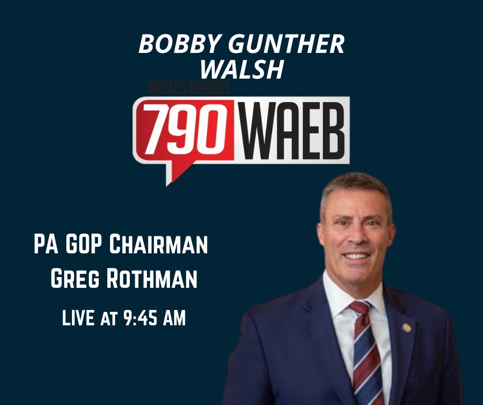 Listen live to Chairman Greg Rothman at 9:45AM on 790 WAEB as he joins Bobby Gunther Walsh! 

#PAGOP #WAEB