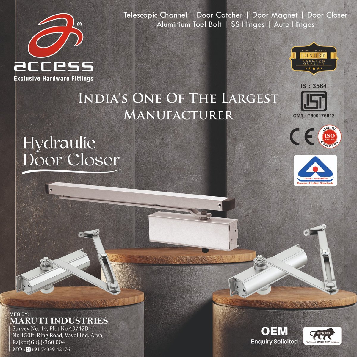 HardwareSamachr's tweet image. We close every door with care. Access hydraulic door closers – made in India for everyone.
#AccessHardware #HydraulicDoorCloser #MakeInIndia #ArchitecturalFittings #DoorCloserExperts #PremiumHardware #InteriorHardware #AccessIndia #DoorHardware #BuilderChoice #MadeInIndiaHardware