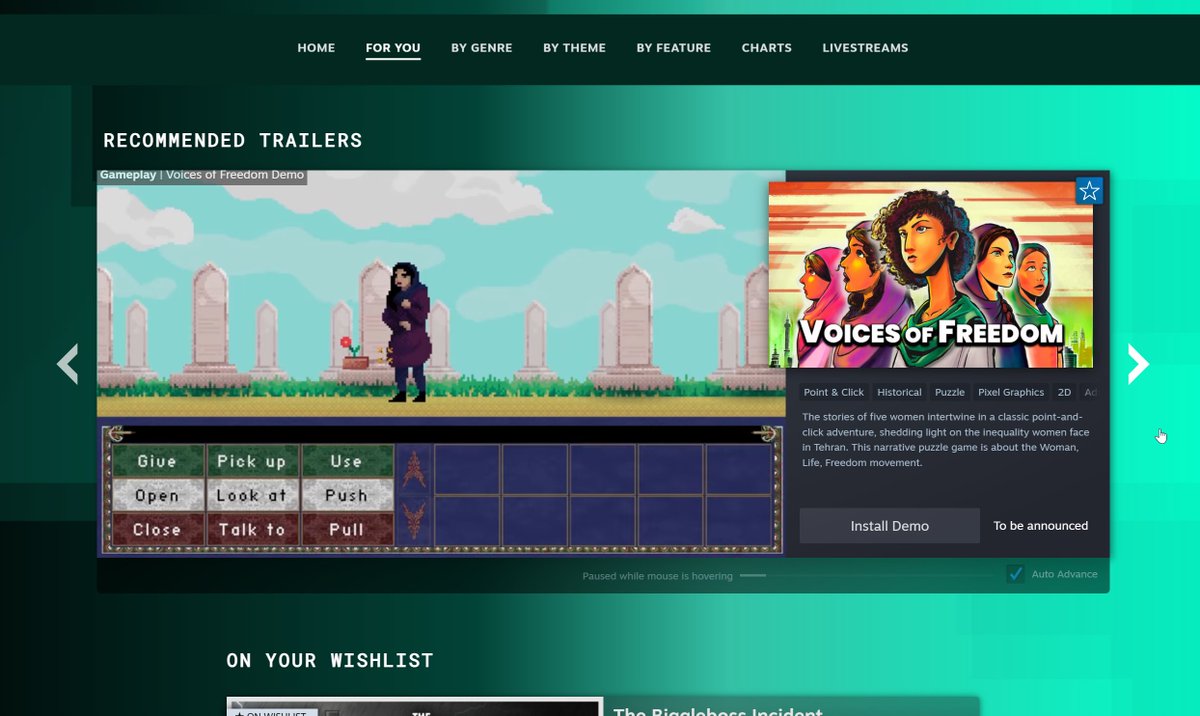 <a href="/JellyworldGames/">Voices of Freedom - Play Demo!</a>  Me saliis en portada en mi pagina de steam fest! 🥳