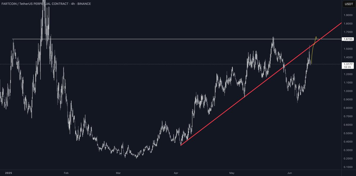 This is another highly sought-after coin atm : FartCoin

In addition to being one of the strongest coin, a decisive reclaim of the $1.6 level would open the door to uncharted territory : Sky could be the limit
