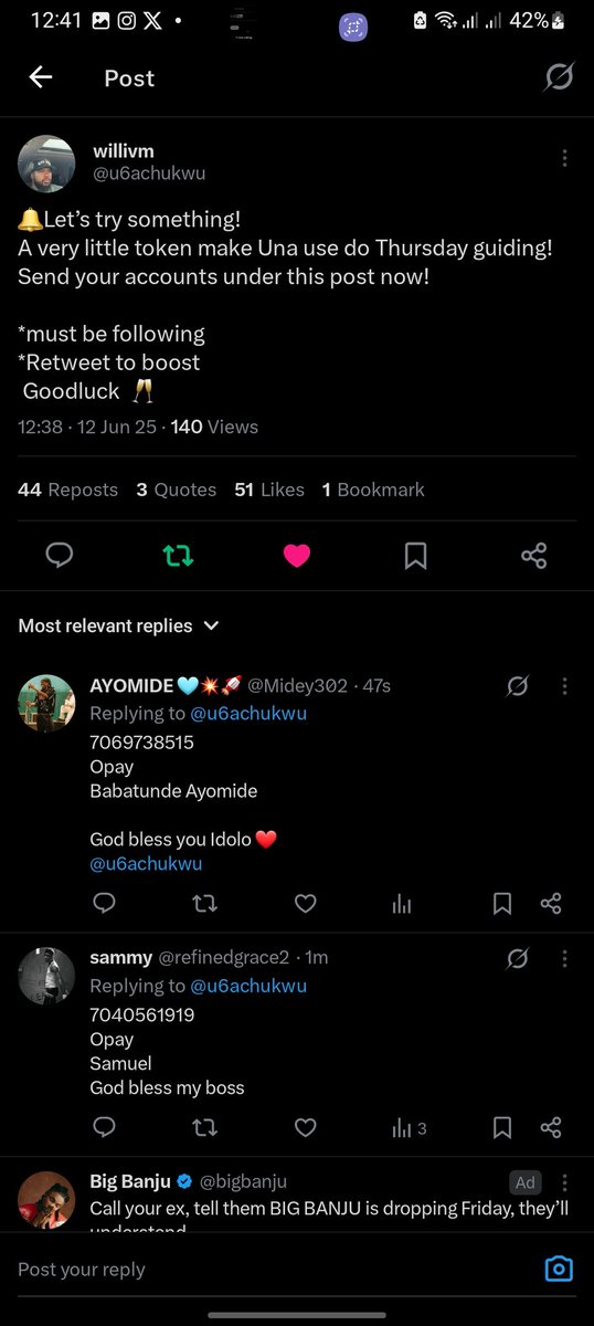 ABlack8515's tweet photo. @u6achukwu Following sir 
God bless you more @u6achukwu 

8144448125
Opay
Oyewumi Opeyemi https://t.co/eQzZtpkeGF