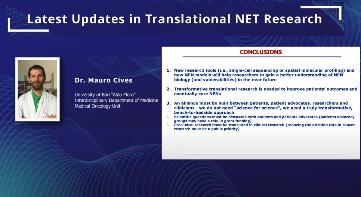 NET Cancer Day (@netcancerday) on Twitter photo Dr. Mauro Cives <a href="/cives_mauro/">Mauro Cives</a> : “By exploring new NEN models, we will be able to test treatments in vitro before administering that specific treatment to a patient.”
☑️Watch the video to find out the advancements in NEN research: incalliance.org/dr-mauro-cives…
#LetsTalkAboutNETs Dr. Mauro Cives <a href="/cives_mauro/">Mauro Cives</a> : “By exploring new NEN models, we will be able to test treatments in vitro before administering that specific treatment to a patient.”
☑️Watch the video to find out the advancements in NEN research: incalliance.org/dr-mauro-cives…
#LetsTalkAboutNETs