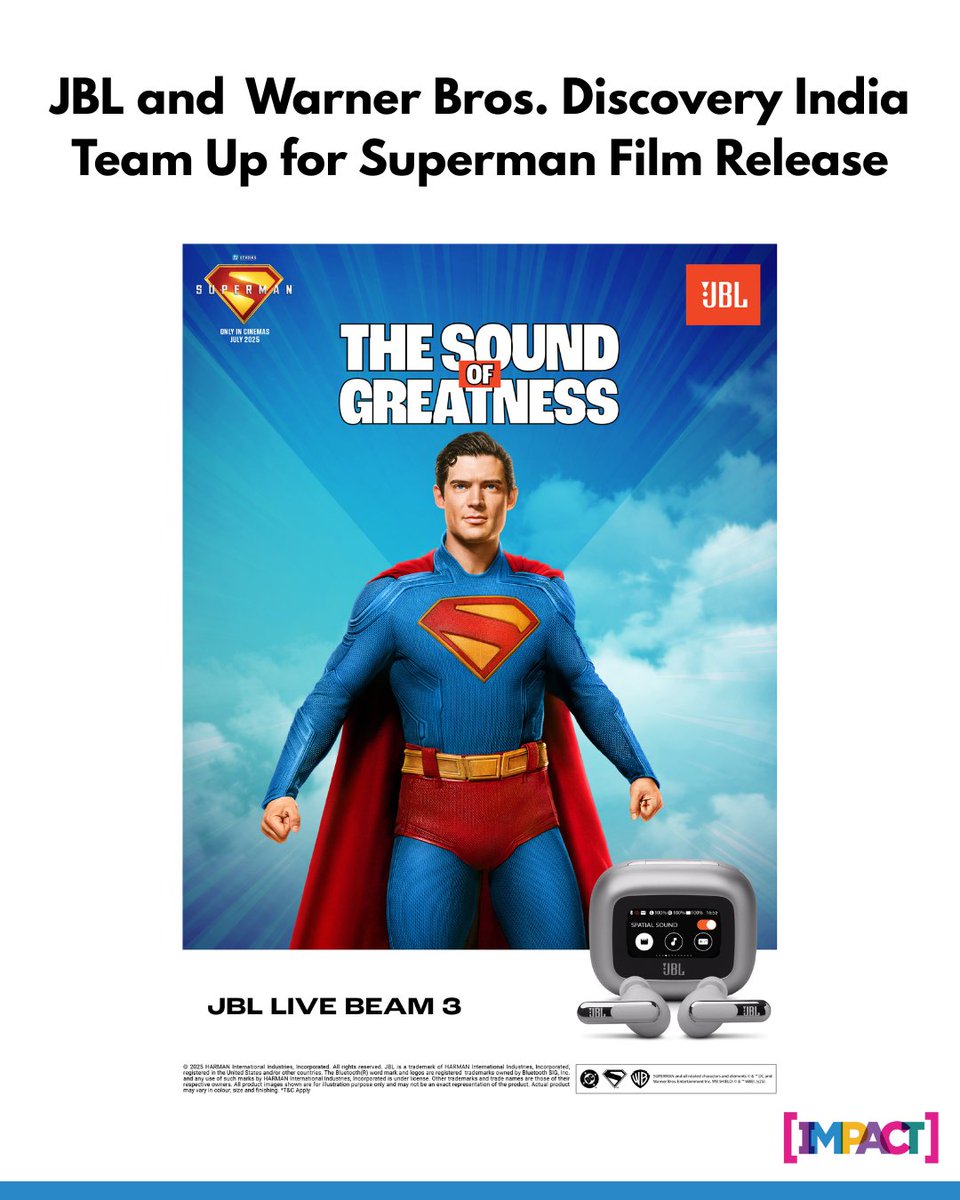 IMPACT_onnet's tweet image. JBL and Warner Bros. Discovery bring Superman to life in 2000+ retail stores across India with immersive Experience Zones and sound walls, blending cinematic power with in-store engagement.

@JBLaudio 
#RetailExperience #BrandCollaboration #ImmersiveMarketing #InStoreInnovation