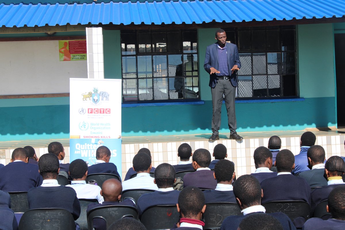 WEswatini's tweet image. #WHO supported the commemoration of World no #Tobacco Day, reaching over 1000 pupils and adults in Pigg's Peak town and schools. Audiences were warned of the deceptive flavours used by the tobacco industry to leu new users, especially young people