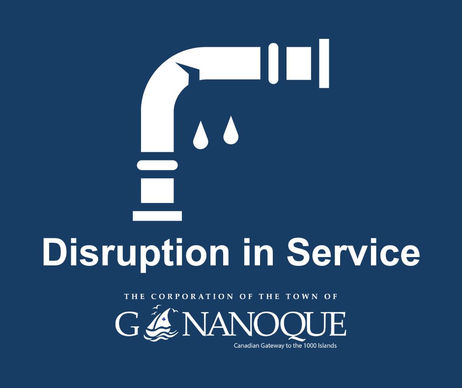 Notice of Disruption | Watermain Break &amp; Repair

From: Thursday, June 12, 2025 10:30 am
To: Thursday, June 12, 2025, 8pm

The Town will be completing an emergency watermain repair within the area of North Street and James Street.

gananoque.ca/town-hall/138/…