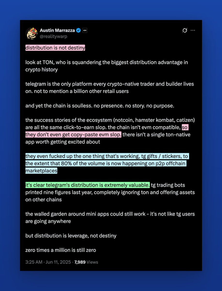 Yesterday, a friend sent me the argument from <a href="/realitywarp/">Austin Marrazza</a>.

As a person who still hold my Azuki ( <a href="/Azuki/">Azuki</a>) NFT and stepped into TON Blockchain( @TON_blockchain) for 2.5+ yrs, and also 3yrs at @Binance before.

I think I can quickly share thoughts about this in an article (900