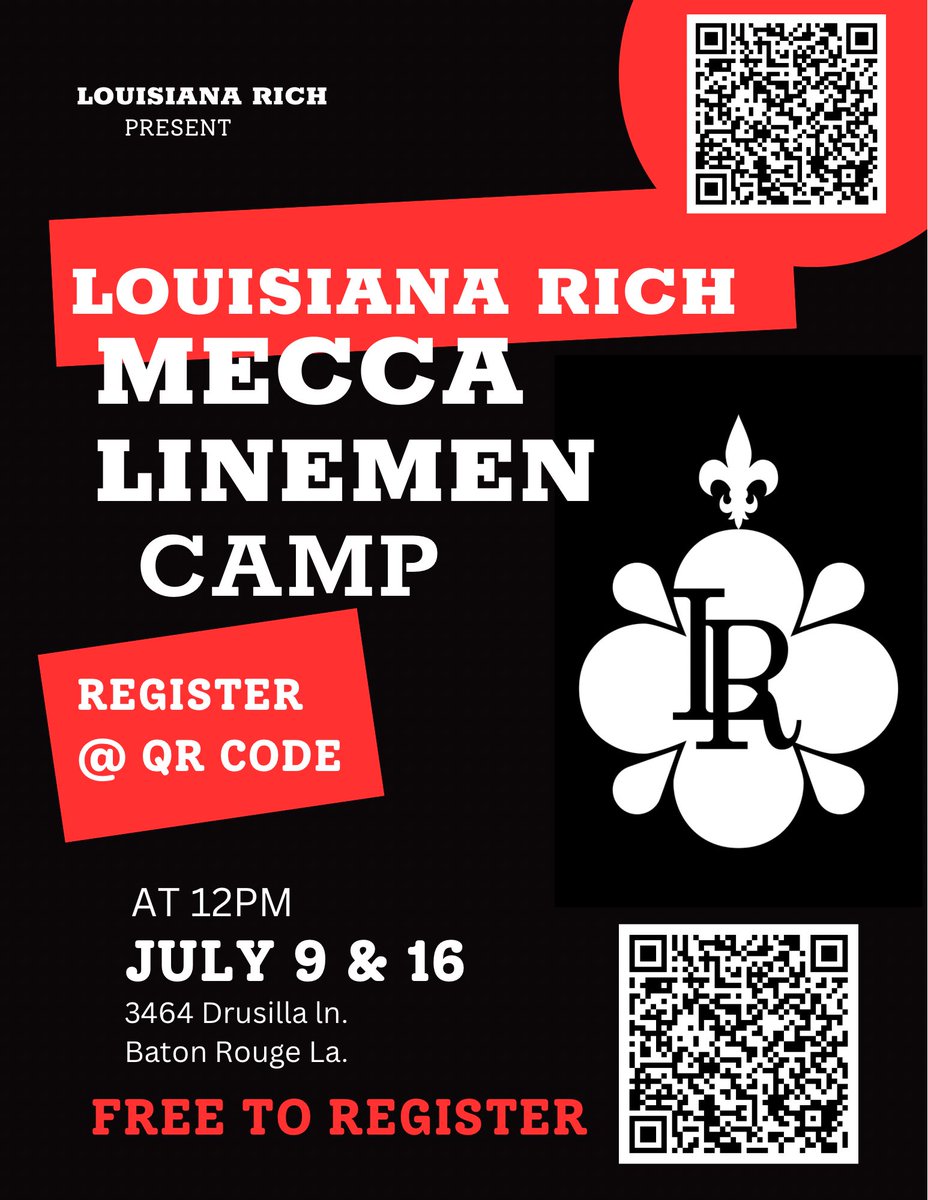 Free LOUISIANARICHSPORTS Linemen Camp register now spots limited!!!