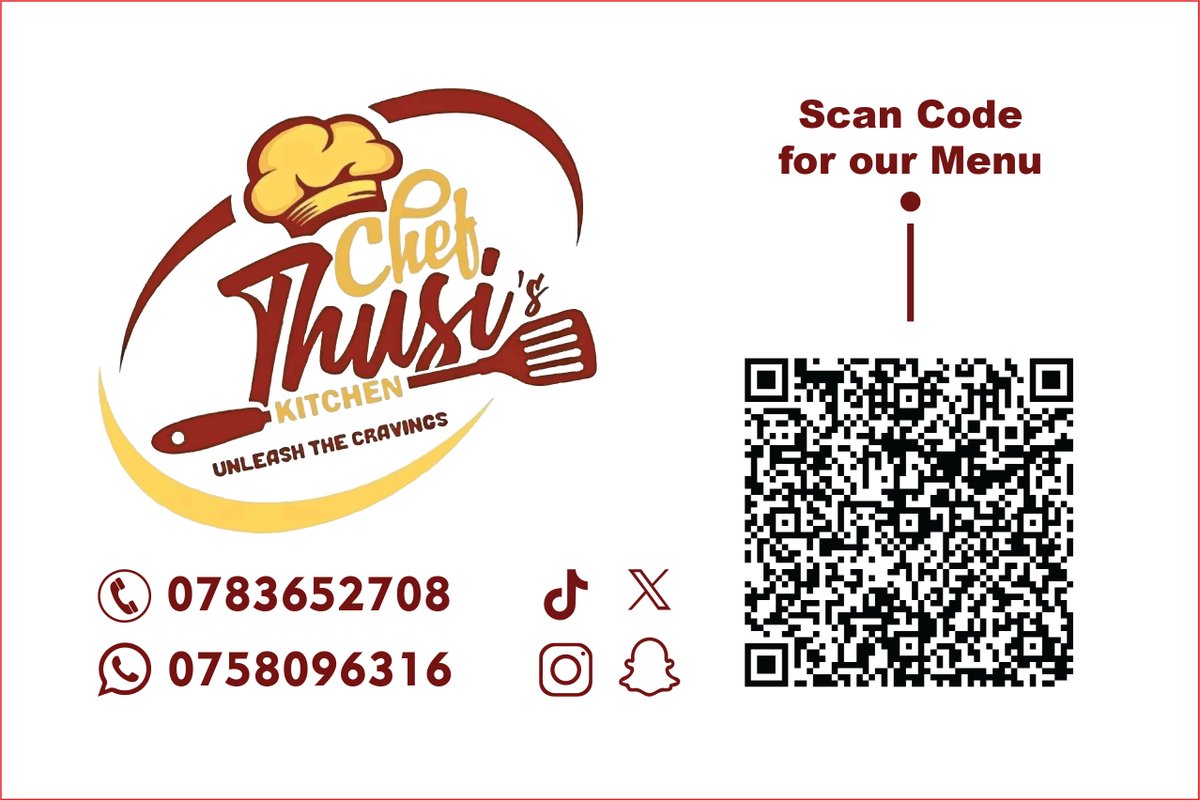 Just like Chef Thusi's Kitchen, we will help you bring your brand to your market.