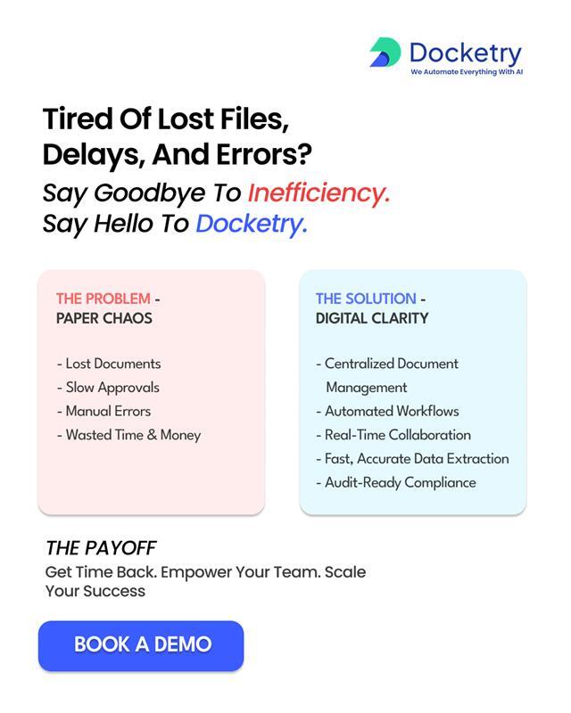 DocketryAi's tweet image. Drowning in paperwork?

Docketry’s AI Digital Agents help automate workflows, reduce errors, and centralize documents. Making work faster, smarter, and audit-ready. 

💼 Learn more at hubs.li/Q03rRZkF0. 

#DigitalTransformation #WorkflowAutomation #Docketry #AIProductivity