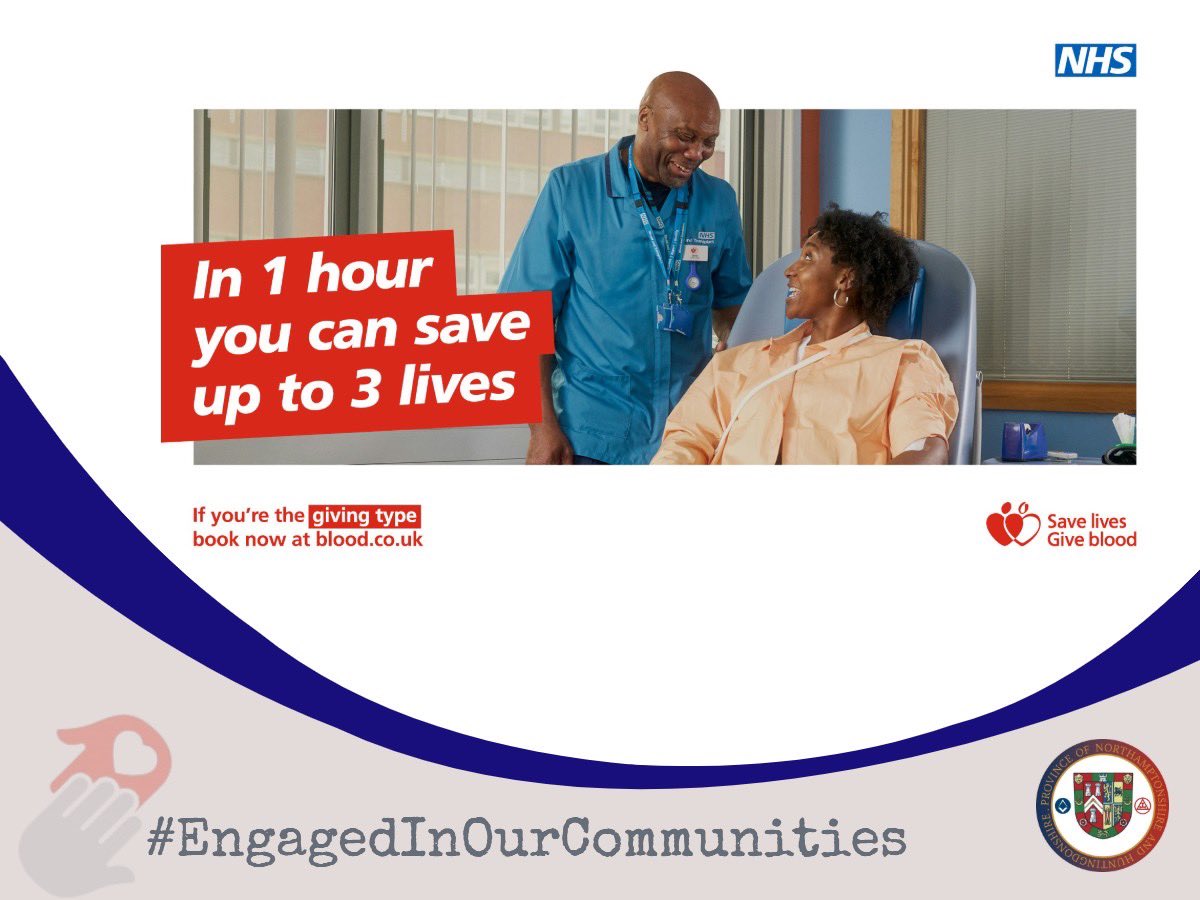 NorthantsHuntsMasons (@nhmasons) on Twitter photo 1,000,000 – that’s the number of regular donors needed to meet demand and help patients in need. One hour of your day could save up to three lives… Book your appointment today my.blood.co.uk
#NationalBloodWeek
#Freemasons
#EngagedInOurCommunities
<a href="/GiveBloodNHS/">Give Blood NHS 🩸🩹</a> 1,000,000 – that’s the number of regular donors needed to meet demand and help patients in need. One hour of your day could save up to three lives… Book your appointment today my.blood.co.uk
#NationalBloodWeek
#Freemasons
#EngagedInOurCommunities
<a href="/GiveBloodNHS/">Give Blood NHS 🩸🩹</a>