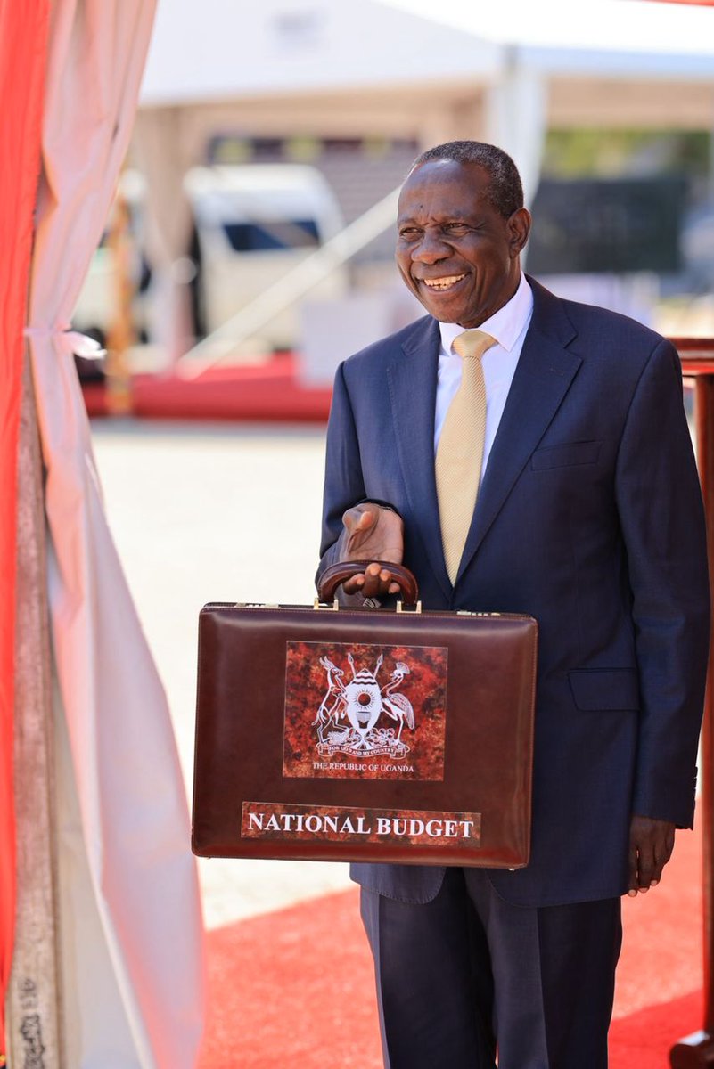 Finance minister Matia Kasaija arrives at Kololo ceremonial grounds for budget reading