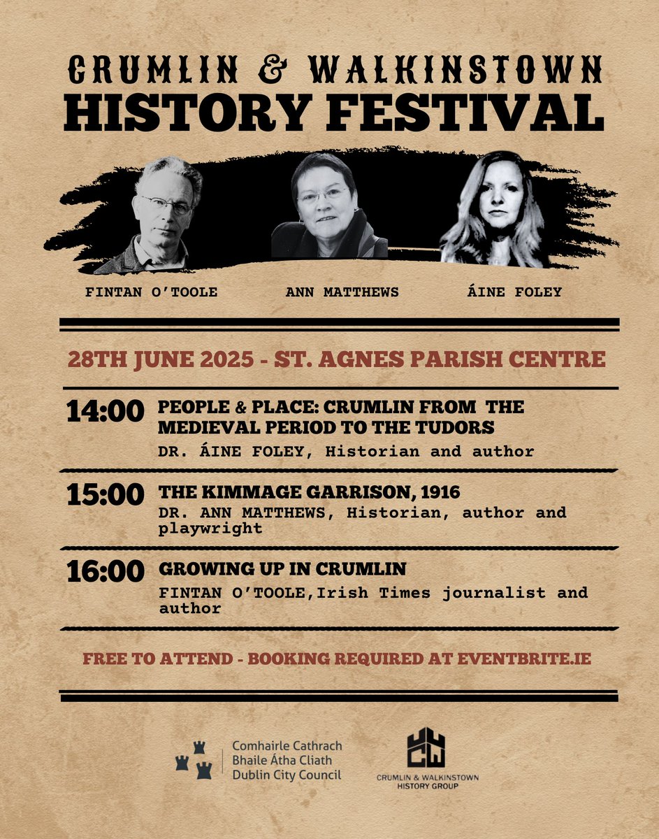 Crumlin & Walkinstown History Group (@crumwalkhistory) on Twitter photo Tickets (free) now available for the Crumlin & Walkinstown History Festival with <a href="/AineMedievalDub/">Dr Áine Ní Fhoghlú (Foley)</a>, <a href="/amatthews_hist/">Ann Matthews</a> and <a href="/fotoole/">Fintan O'Toole</a>.
eventbrite.co.uk/e/crumlin-walk… Tickets (free) now available for the Crumlin & Walkinstown History Festival with <a href="/AineMedievalDub/">Dr Áine Ní Fhoghlú (Foley)</a>, <a href="/amatthews_hist/">Ann Matthews</a> and <a href="/fotoole/">Fintan O'Toole</a>.
eventbrite.co.uk/e/crumlin-walk…