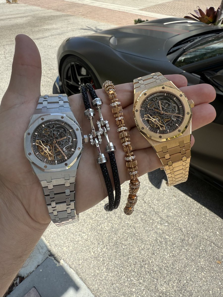 Stainless Steel #AudemarsPiguet Skeleton or Rose Gold Skeleton with matching #StingHD racing Bracelet