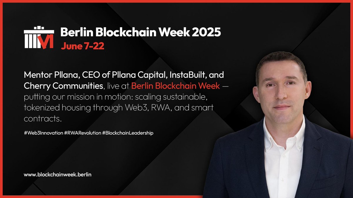 InstaBuilt (@builtinsta) on Twitter photo Our CEO is in <a href="/BerBlockWeek/">Berlin Blockchain Week 🐻➡️ June 7-22, 2025</a>
Representing <a href="/PllanaCapital/">Pllana Capital</a>, InstaBuilt and <a href="/Ch_Communities/">Cherry Communities</a>, he’s there to help shape the future of housing, energy, and real world assets - making them sustainable, scalable, and tokenized through Web3, RWA, and smart contracts. Our CEO is in <a href="/BerBlockWeek/">Berlin Blockchain Week 🐻➡️ June 7-22, 2025</a>
Representing <a href="/PllanaCapital/">Pllana Capital</a>, InstaBuilt and <a href="/Ch_Communities/">Cherry Communities</a>, he’s there to help shape the future of housing, energy, and real world assets - making them sustainable, scalable, and tokenized through Web3, RWA, and smart contracts.