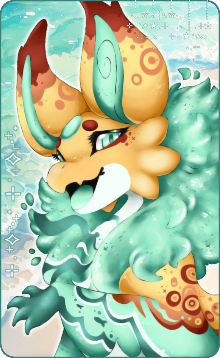 !!finished commission for a lovely bestie, @ Stargazing-Ghost 💖
i absolutely ADORE getting to work with Dreamchasers whenever possible, they're such precious creaturas... 😭

✨🌴☀️🌴✨
#digitalart #commission #dreamchaser #closedspecies #summer #fluffy #beach #oc