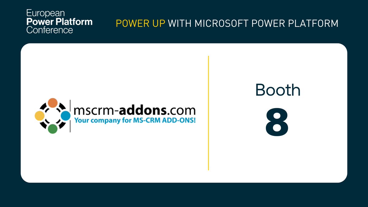 EuropeanPPC's tweet image. We’re excited to welcome mscrm-addons.com as a Platinum Sponsor at #EPPC25!  Visit them at booth 8 in the Expo to discover their powerful solutions and meet the team. Don’t miss out! #EPPC25 #mscrmaddons #PlatinumSponsor