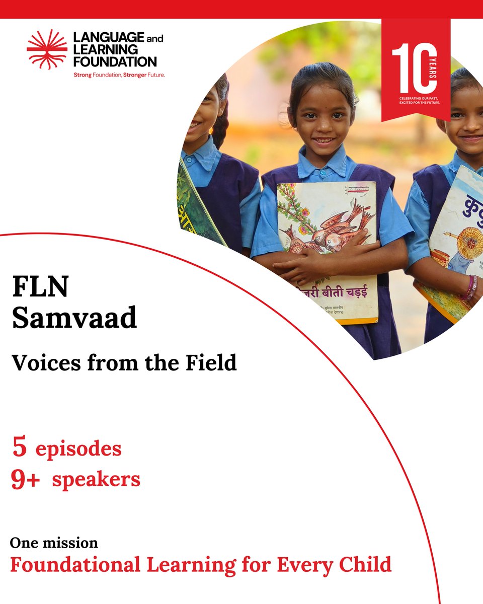 LLF_edu's tweet photo. 5 episodes. 9+ speakers. 7,000+ viewers. 1 mission - FLN for every child.
From Varanasi to Chhattisgarh, #FLNSamvaad spotlighted classroom stories, multilingual insights & real solutions from the ground.
This is just the beginning.
#VoicesFromTheGround #DrivingFLN #LLF10Years https://t.co/oFTkSKruVi