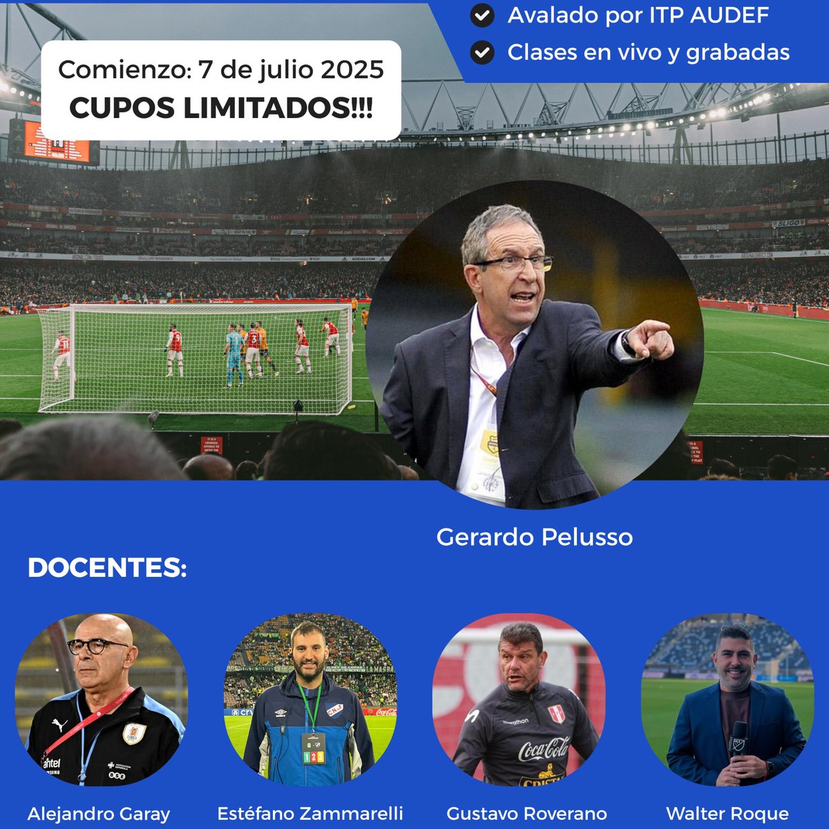 AnalistaFutbolAcademy (@analistafutbola) on Twitter photo El Camino del Entrenador comienza el 7 de julio y es avalado por <a href="/itpaudef/">ITP AUDEF</a> con destacados entrenadores como docentes. <a href="/GerardoPelusso/">Gerardo Pelusso</a> Alejandro Garay <a href="/gustavoroverano/">Gustav⚽️ Roveran⚽️</a> <a href="/ezammarelli/">Estefano Zammarelli</a> <a href="/CataRoque/">Walter Roque</a> <a href="/JuanIBeracochea/">Juan I. Beracochea</a> <a href="/jonberacochea/">Jhon Beracochea</a>
Más información: analistafutbolacademy.com El Camino del Entrenador comienza el 7 de julio y es avalado por <a href="/itpaudef/">ITP AUDEF</a> con destacados entrenadores como docentes. <a href="/GerardoPelusso/">Gerardo Pelusso</a> Alejandro Garay <a href="/gustavoroverano/">Gustav⚽️ Roveran⚽️</a> <a href="/ezammarelli/">Estefano Zammarelli</a> <a href="/CataRoque/">Walter Roque</a> <a href="/JuanIBeracochea/">Juan I. Beracochea</a> <a href="/jonberacochea/">Jhon Beracochea</a>
Más información: analistafutbolacademy.com