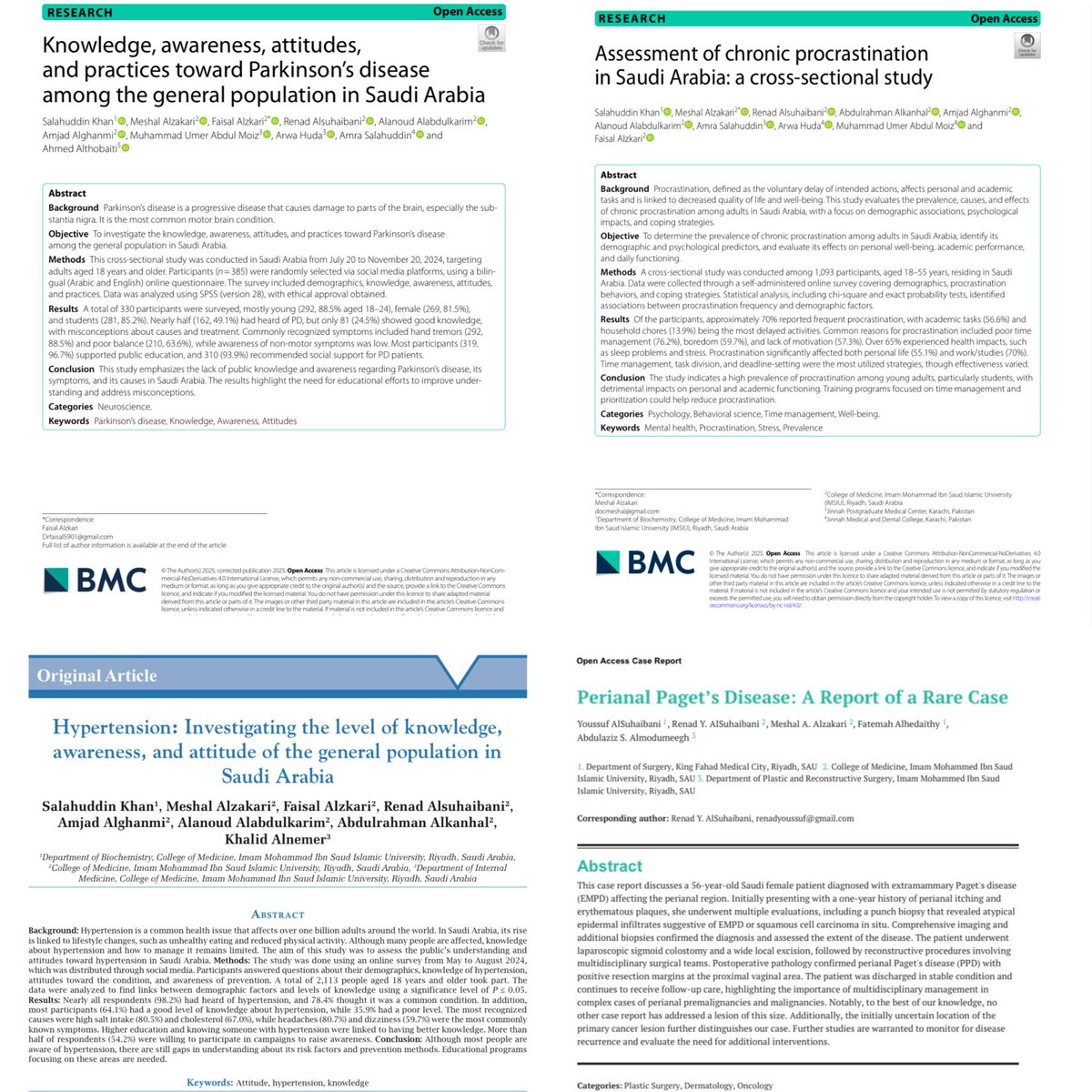 اللهم لك الحمد
خلال شهر واحد فقط، تم نشر ٤ أبحاث علمية، 
٢ منها نُشرت في مجلات Q1، تُعد من بين الأعلى تصنيفاً عالمياً، وضمن المنصات العلمية المرموقة.
نسأل الله أن ينفع بها ويكتب لنا ولكم الأجر 🌿
#بحث_علمي #نشر_علمي #Research #Q1