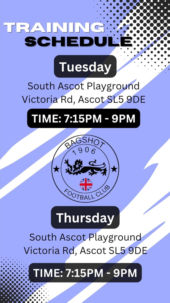 ⚽️ PRE SEASON TRAINING ⚽️

Pre season training starts Tue 17 June.
We welcome back old and new players, with a number of pre-season games lined up.