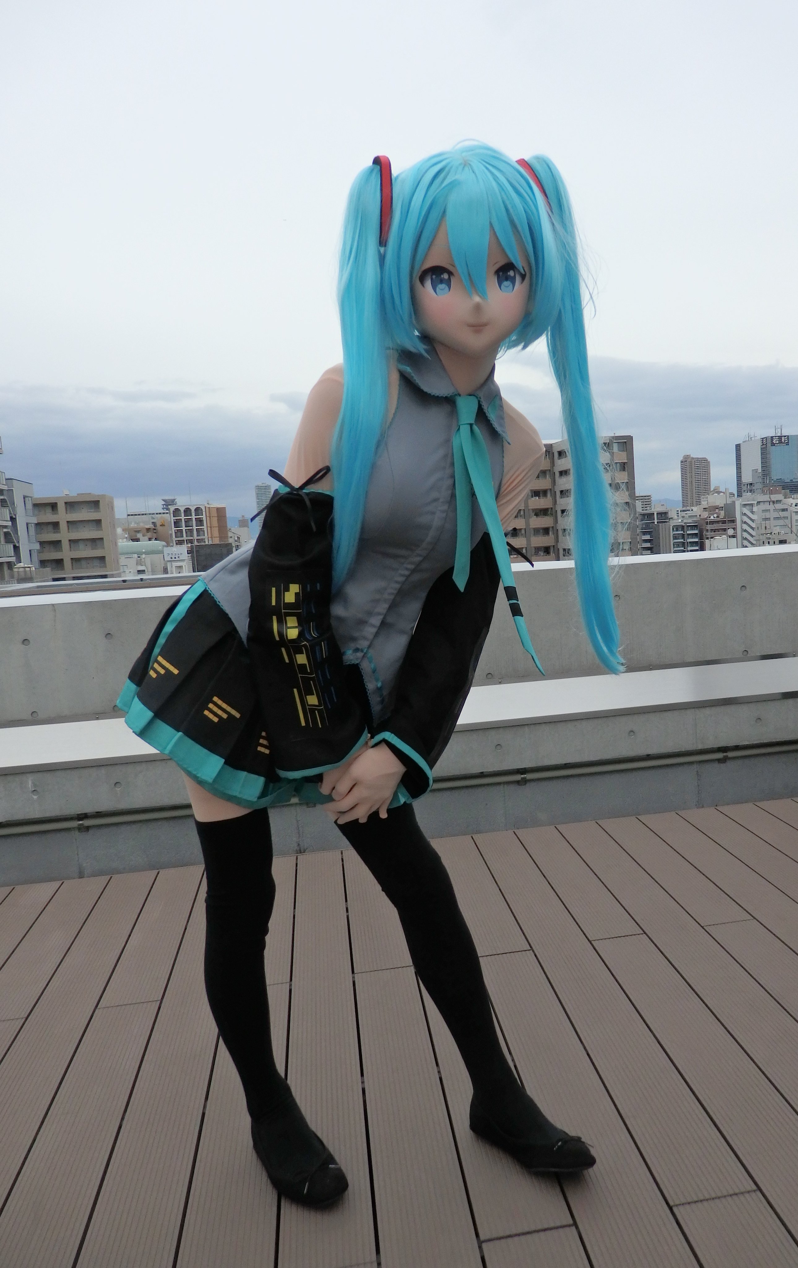 在庫あり 全頭面 初音ミク 着ぐるみ マスク 鍵つき コスプレ
