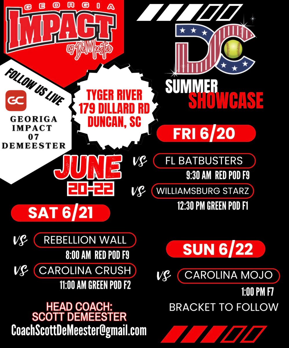 Payten DeMeester (@demeesterpayten) on Twitter photo Here is our schedule for Spartanburg. <a href="/GAImpact2007/">Georgia Impact 18u DeMeester/Hernandez</a> <a href="/TMUSoftball/">TMU Softball</a> Here is our schedule for Spartanburg. <a href="/GAImpact2007/">Georgia Impact 18u DeMeester/Hernandez</a> <a href="/TMUSoftball/">TMU Softball</a>