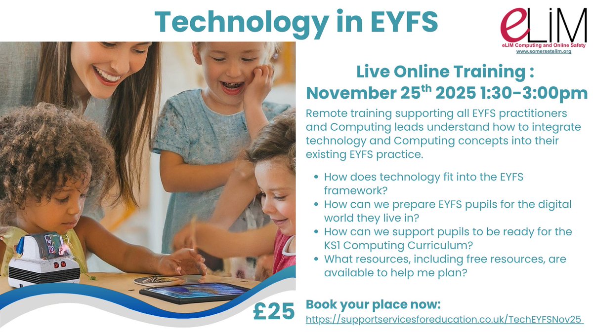Computing Leads, Foundation Stage Teachers and Early Years practitioners - join me for Technology in EYFS, remote training on November 25th 2025. Book your place: supportservicesforeducation.co.uk/TechEYFSNov25