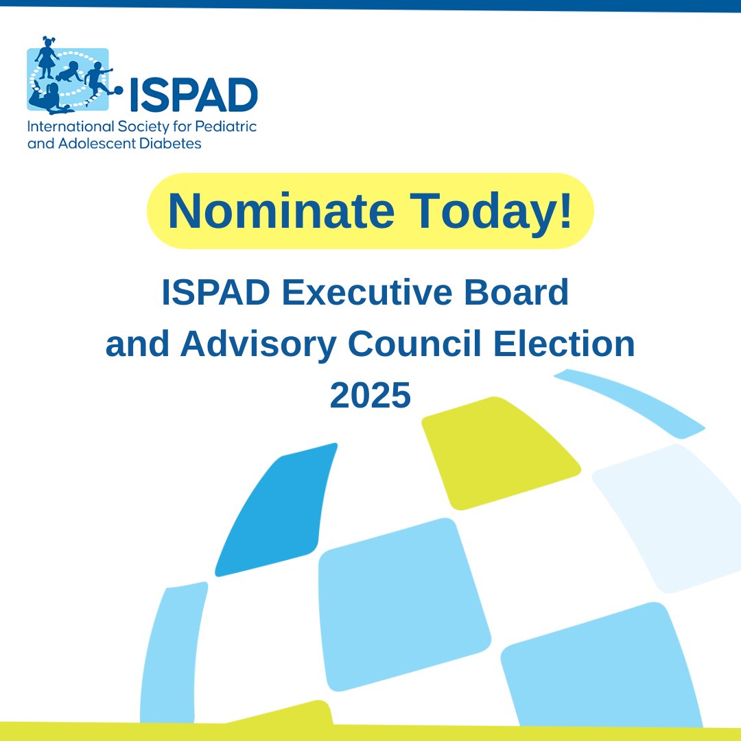 ⏳ 2 Weeks Left!
Nominations for the ISPAD Advisory Council close on June 27!

🔗 Read more: loom.ly/9q9vojM

🔔 Also open: Executive Board Elections: loom.ly/_qC1XI4

Step into leadership with ISPAD! 🌍

#ISPAD #ISPAD2025 #ISPADElections #DiabetesCare