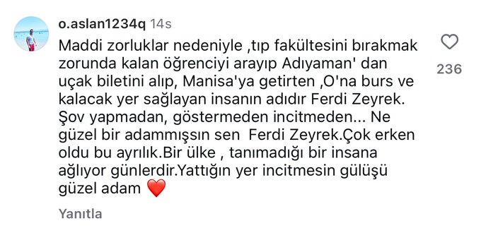 onedio's tweet photo. Bir vatandaşın Ferdi Zeyrek hakkında yaptığı yorum:

"Bir ülke, tanımadığı bir insana günlerdir ağlıyor…

Yattığın yer incitmesin, gülüşü güzel adam." https://t.co/hwWiYlFqsk