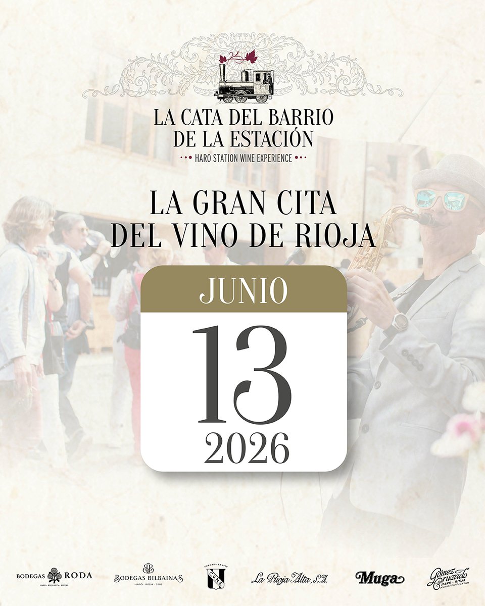 BarriodEstacion's tweet photo. La Cata Del #BarrioEstación 2026 tiene fecha: el sábado 13 de junio de 2026 Haro será el epicentro del enoturismo.
Entradas disponibles desde el 10 de septiembre de 2025 en nuestra web. ¡No te lo pierdas!
@VINAPOMAL @bodegasmuga @b_gomez_cruzado @Cvne @LaRiojaAltaSA @BodegasRoda https://t.co/oOoUneVCht