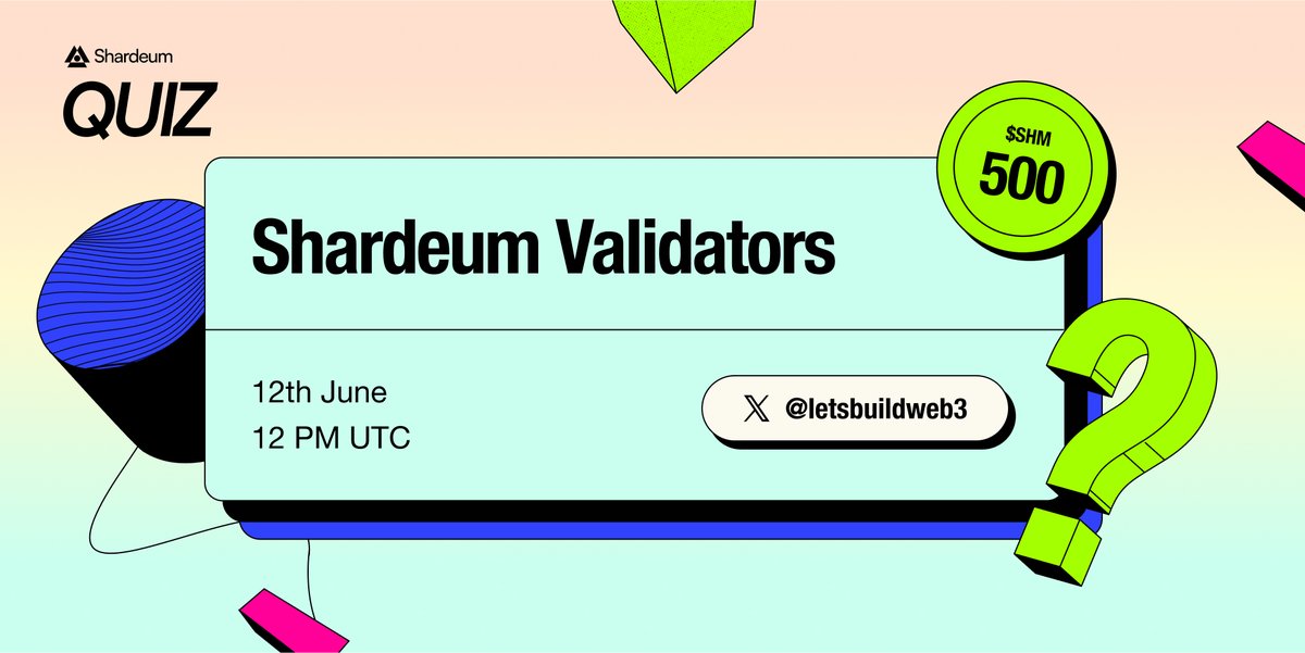 letsbuildweb3's tweet photo. Ready for the QUIZ 🟢

5 questions, 5 winners, 500 $SHM in prizes.

To participate:

1️⃣ Repost this
2️⃣ Follow @letsbuildweb3

Continue to next post for guidelines ⤵️ https://t.co/rUOVRMmF4E