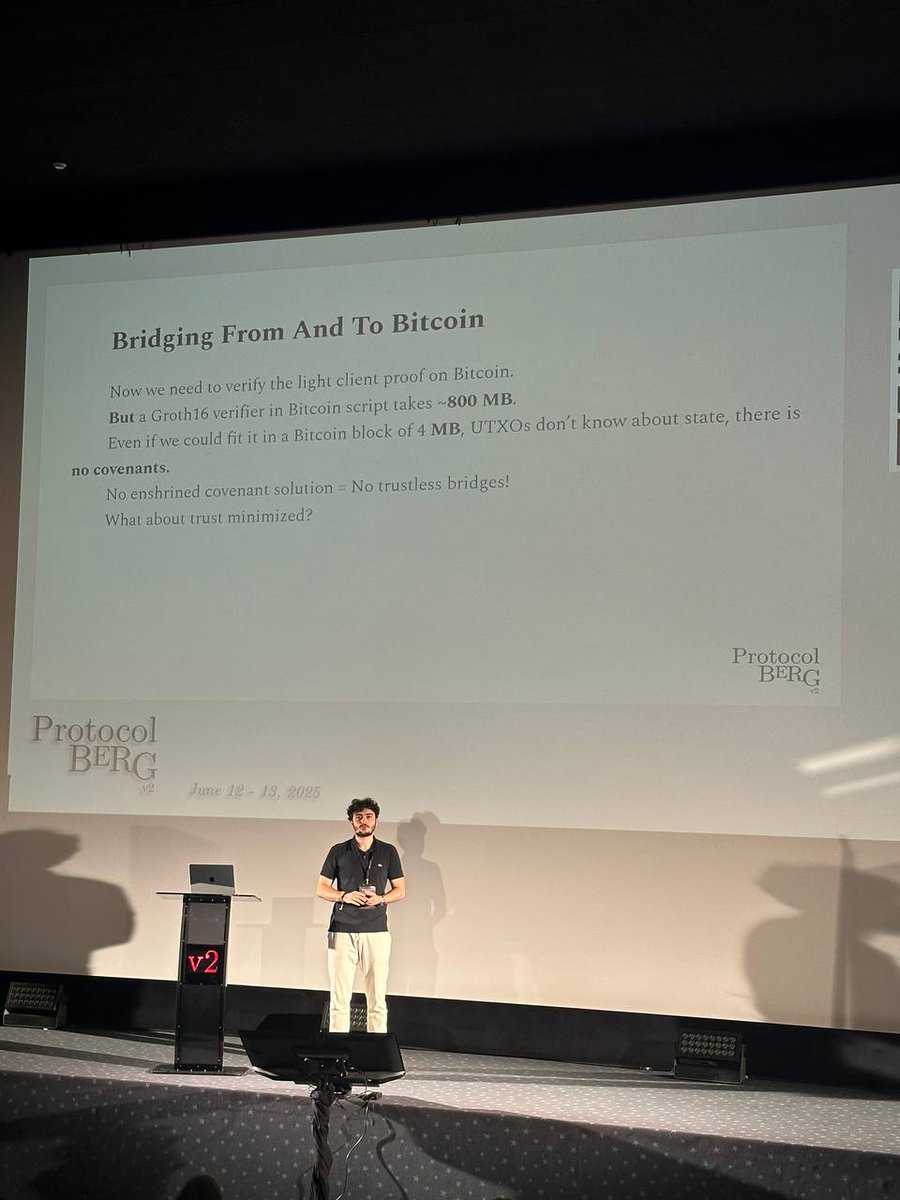 Citrea (@citrea_xyz) on Twitter photo Live from <a href="/protocol_berg/">Protocol Berg v2</a>!
"On most of the Ethereum scaling solutions, the functionalities are more or less similar to Ethereum itself. However, for Bitcoin, this is not the case - we can achieve so many new use cases with new scaling solutions on Bitcoin."
<a href="/esadyusufatik/">Esad Yusuf Atik</a> Live from <a href="/protocol_berg/">Protocol Berg v2</a>!
"On most of the Ethereum scaling solutions, the functionalities are more or less similar to Ethereum itself. However, for Bitcoin, this is not the case - we can achieve so many new use cases with new scaling solutions on Bitcoin."
<a href="/esadyusufatik/">Esad Yusuf Atik</a>