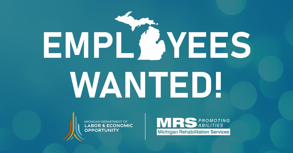 Michigan Rehabilitation Services is hiring! They’re looking for a Vocational Rehabilitation Services Coordinator and a Rehabilitation Consultant. 

These are flexible/hybrid positions. Learn more and apply at bit.ly/3lk87Iw. 

#MiGovJobs #Hiring #MRS