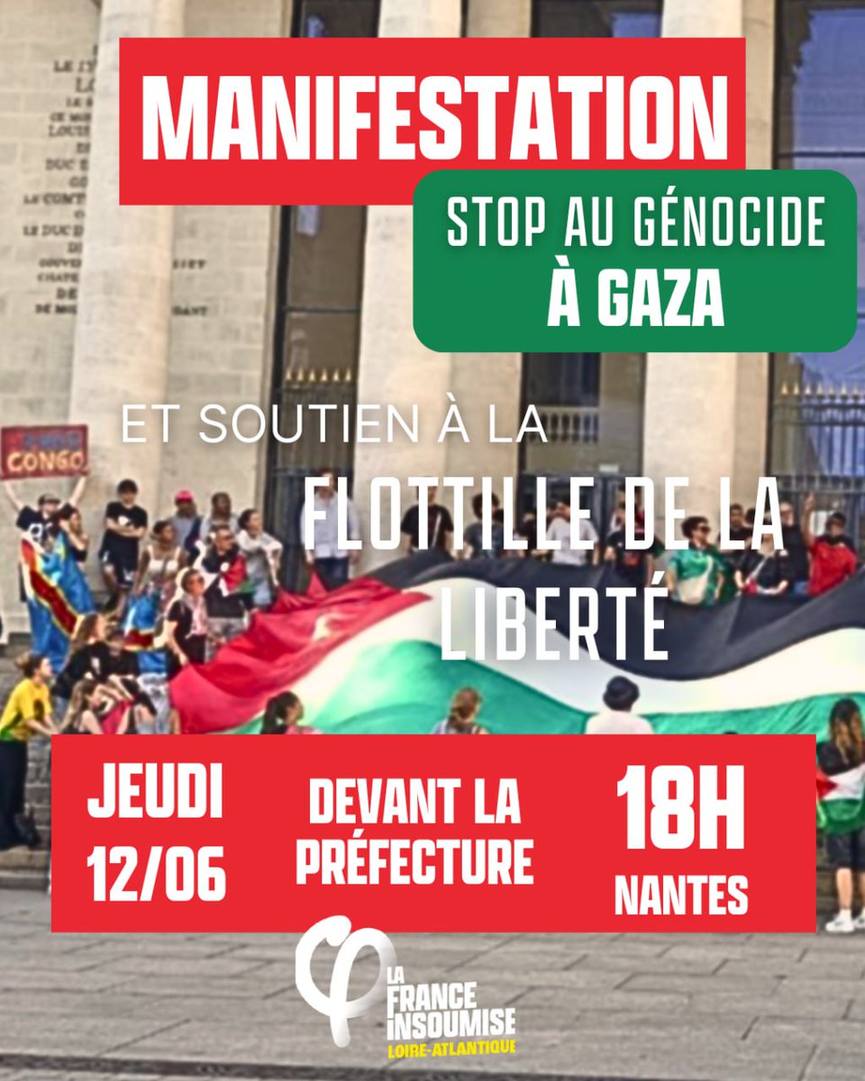 🇵🇸 On continue, STOP au génocide en Palestine ! Libérez la Freedom Flotilla !

🫶 Rejoignez le mouvement → actionpopulaire.fr

#FaireMieux #Nantes #urgencepalestine #LFI #associationfrancepalestine